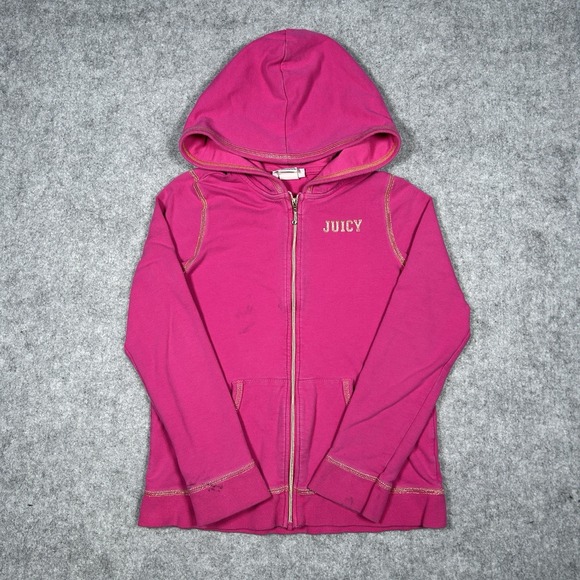 Juicy Couture Other - Juicy Couture Hoodie YOUTH Girls Size 8/10 Pink Y2K Full Zip‎ Double Sided